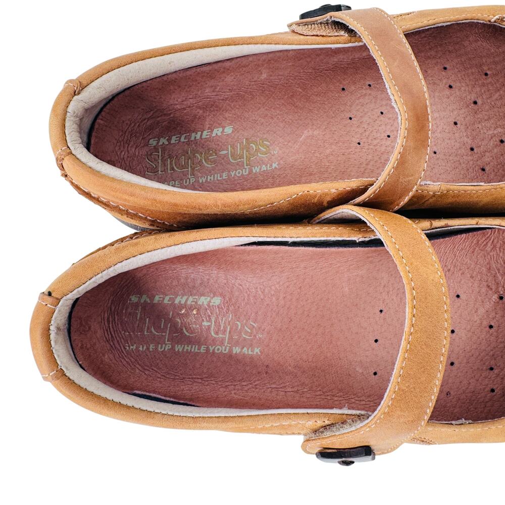 Skechers Shape ups Mary Janes Shoes Womens US 7.5 Brown Leather Wedge SN24883 - Picture 6 of 11
